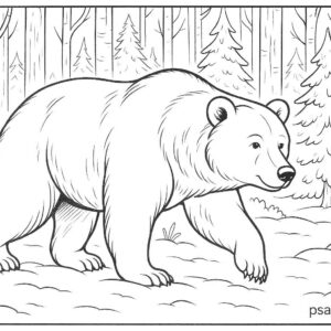 Bear walking gently through a winter forest