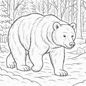 Bear walking gently through a winter forest