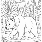 Bear walking gently through a winter forest