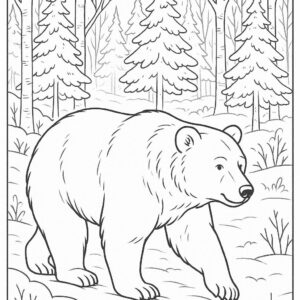 Bear walking gently through a winter forest