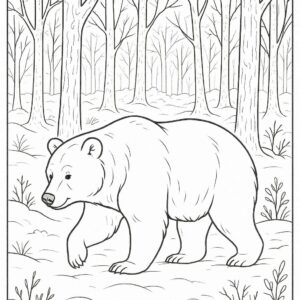 Bear walking gently through a winter forest