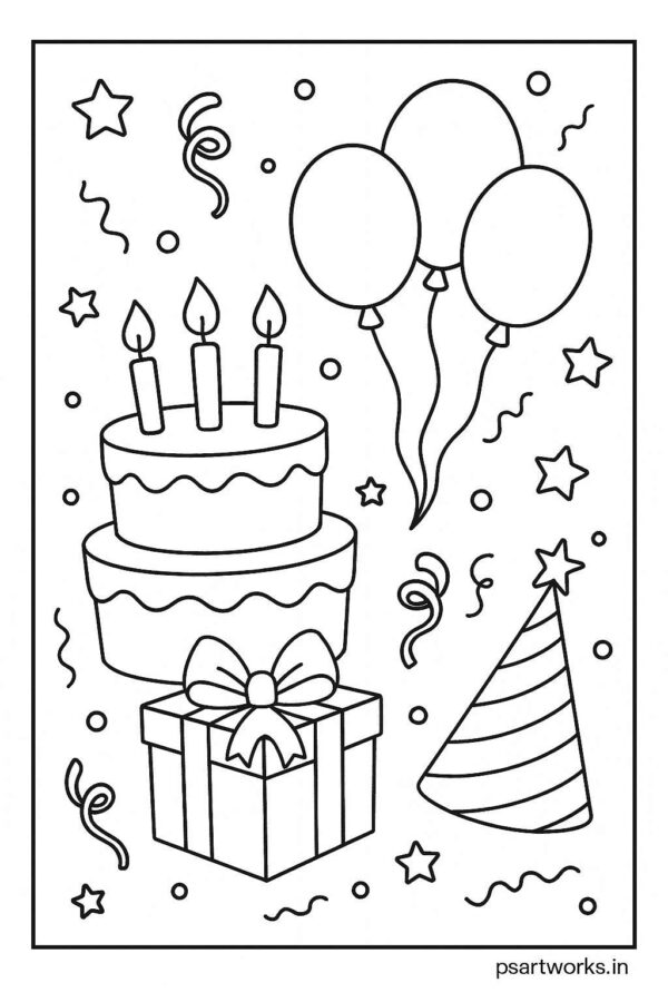 Birthday Colouring Page