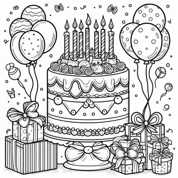 Birthday Colouring Page