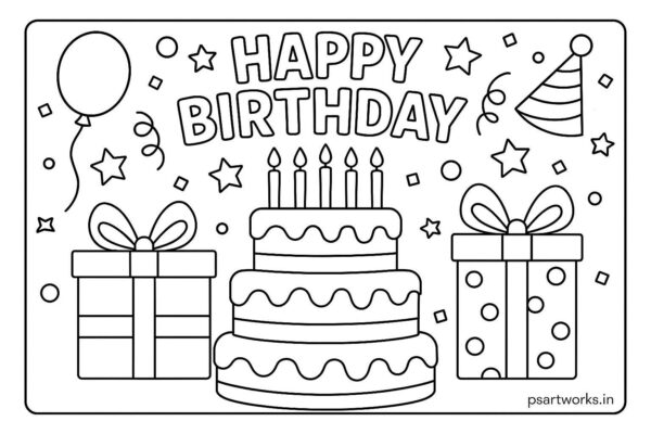 Birthday Colouring Page