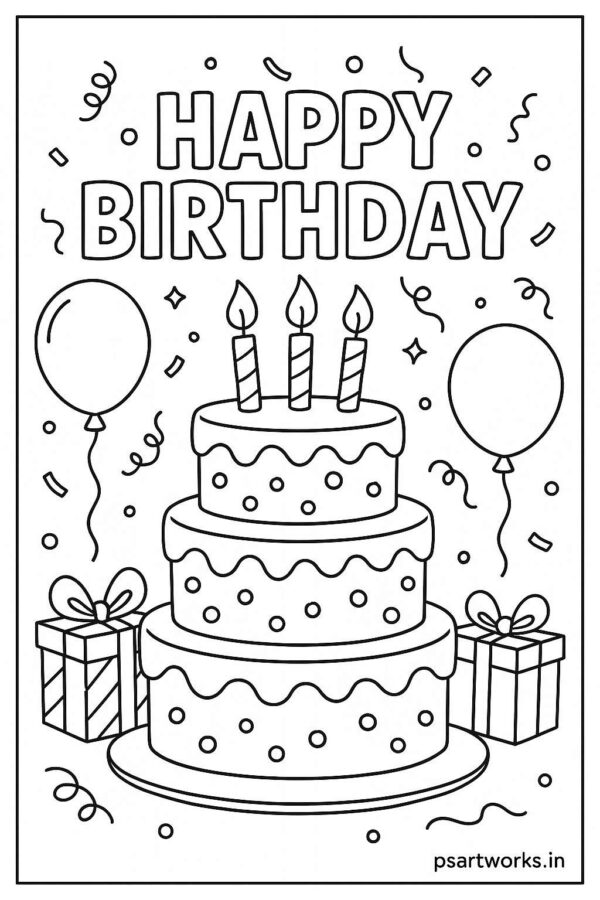 Birthday Colouring Page