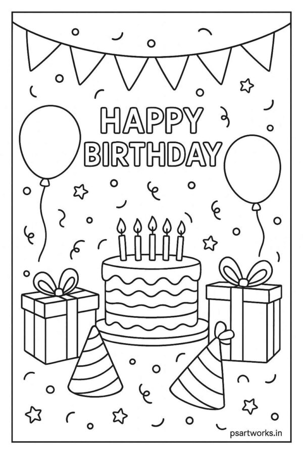 Birthday Colouring Page