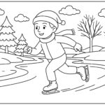 Boy skating on frozen river