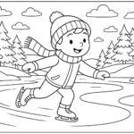 Boy skating on frozen river