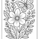 Floral Butterfly Colouring Page