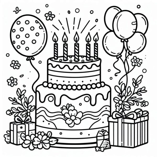 Cake Colouring Page