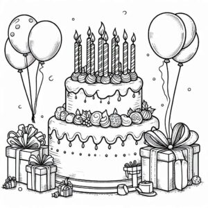 Cake Colouring Page