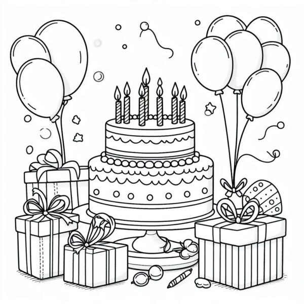 Cake Colouring Page