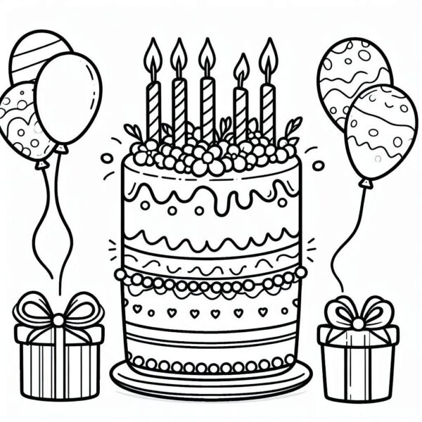 Cake Colouring Page