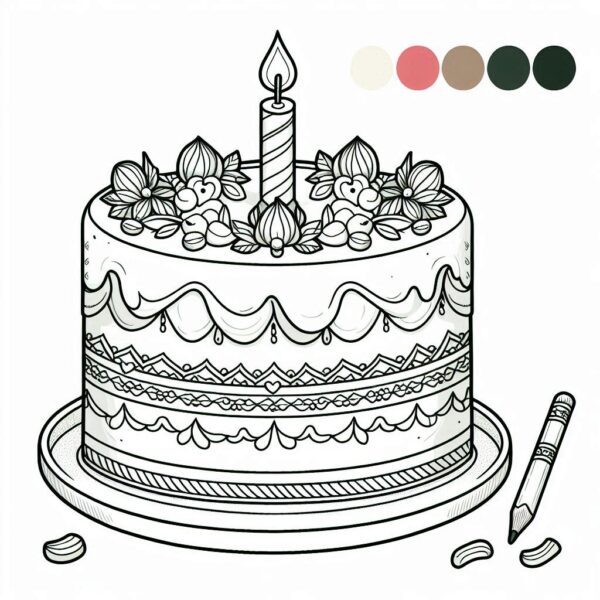 Cake Colouring Page