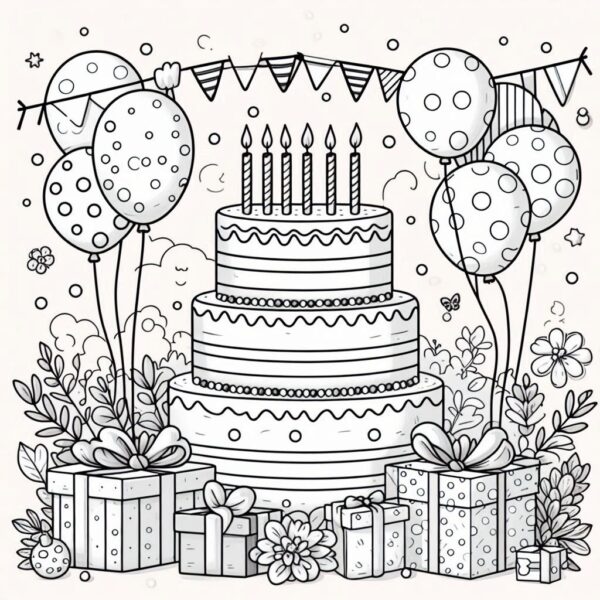 Cake Colouring Page