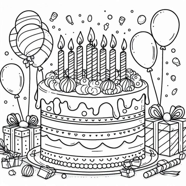Cake Colouring Page