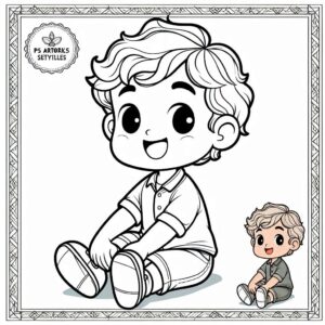 Cute Boy Colouring Page