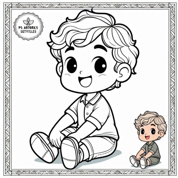 Cute Boy Colouring Page