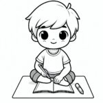 Cute Boy Colouring Page
