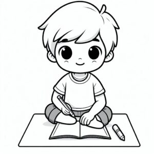 Cute Boy Colouring Page