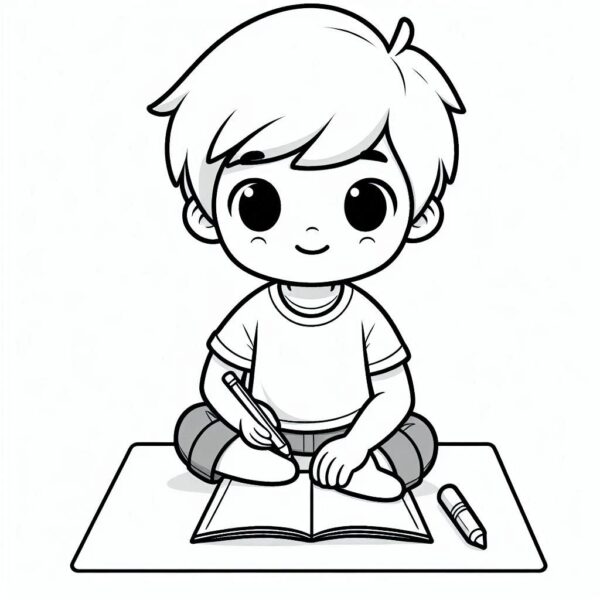 Cute Boy Colouring Page