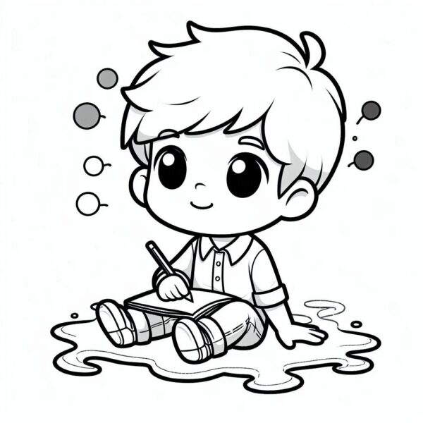 Cute Boy Colouring Page