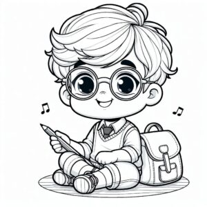Cute Boy Colouring Page