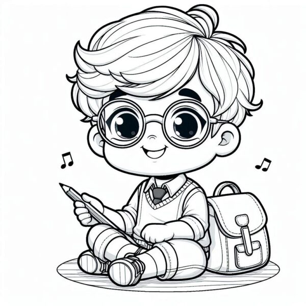 Cute Boy Colouring Page