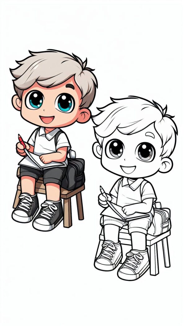 Cute Boy Colouring Page
