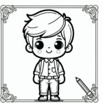 Cute Boy Colouring Page