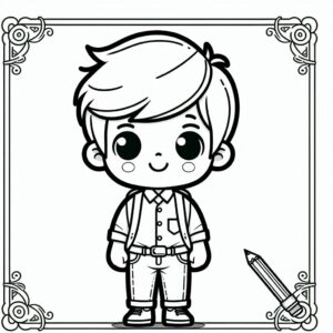 Cute Boy Colouring Page