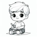Cute Boy Colouring Page