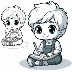 Cute Boy Colouring Page