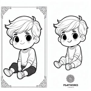 Cute Boy Colouring Page