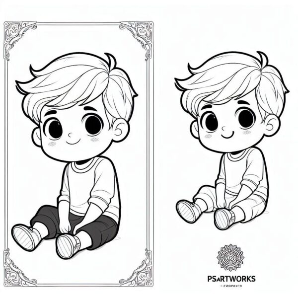 Cute Boy Colouring Page