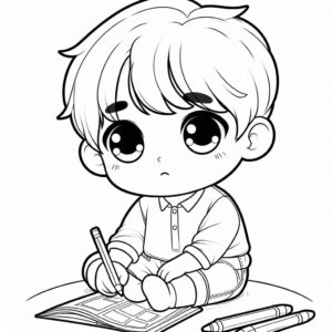 Cute Boy Colouring Page