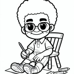 Cute Boy Colouring Page