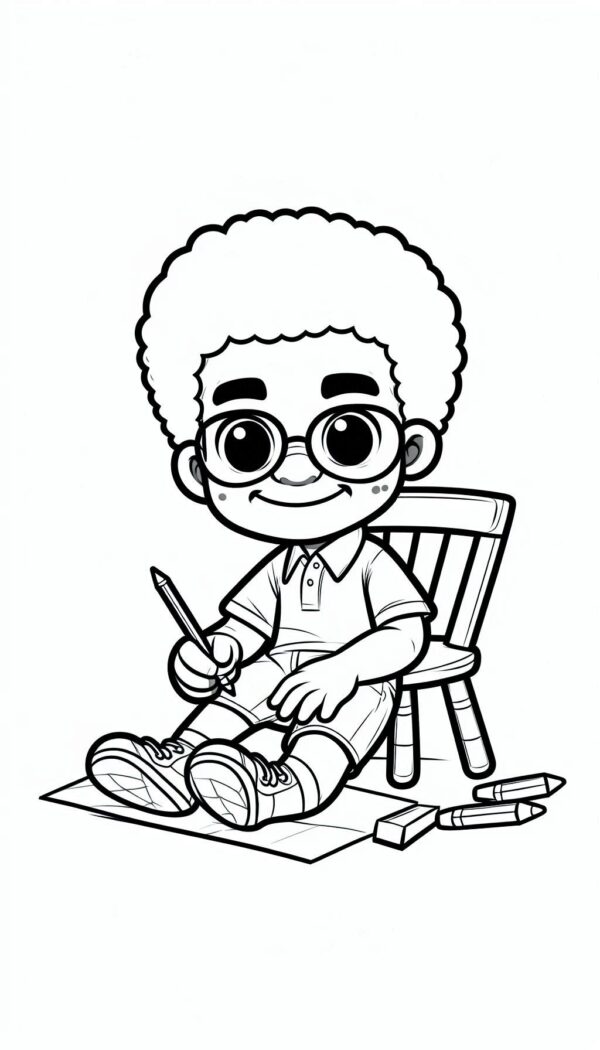 Cute Boy Colouring Page
