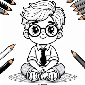 Cute Boy Colouring Page