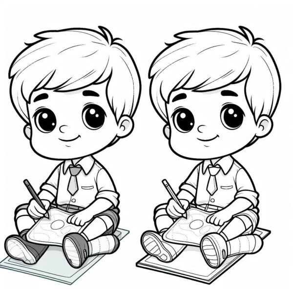 Cute Boy Colouring Page