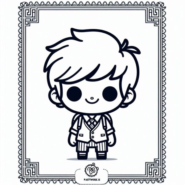 Cute Boy Colouring Page