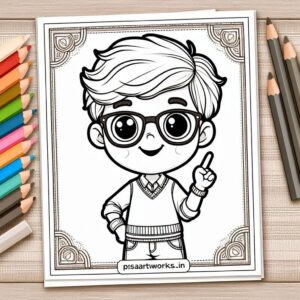 Cute Boy Colouring Page
