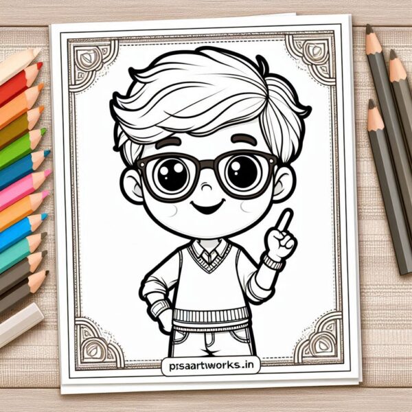 Cute Boy Colouring Page