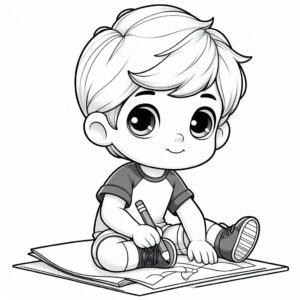 Cute Boy Colouring Page