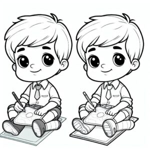 Cute Boy Colouring Page
