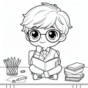 Cute Boy Colouring Page