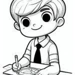 Cute Boy Colouring Page