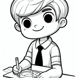 Cute Boy Colouring Page