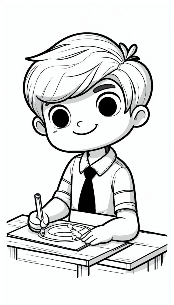 Cute Boy Colouring Page
