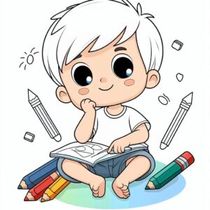 Cute Boy Colouring Page